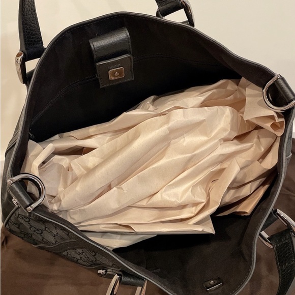 👜 GORGEOUS NEW GUCCI HOBO ABBEY GG CONVERTIBLE D RING BLACK NYLON BAG~👜 - Picture 2 of 11